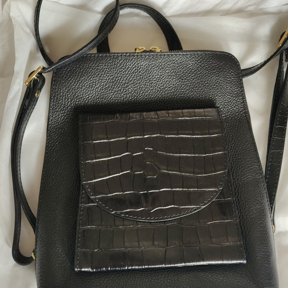 Divina Frienze Italian Leather Women's Convertible Backpack Crossbody Bag